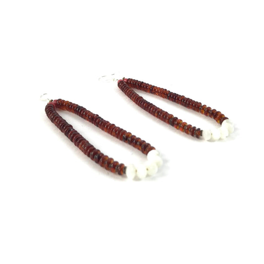 Robert Coriz Amber Jacla Heishi Earrings-Indian Pueblo Store