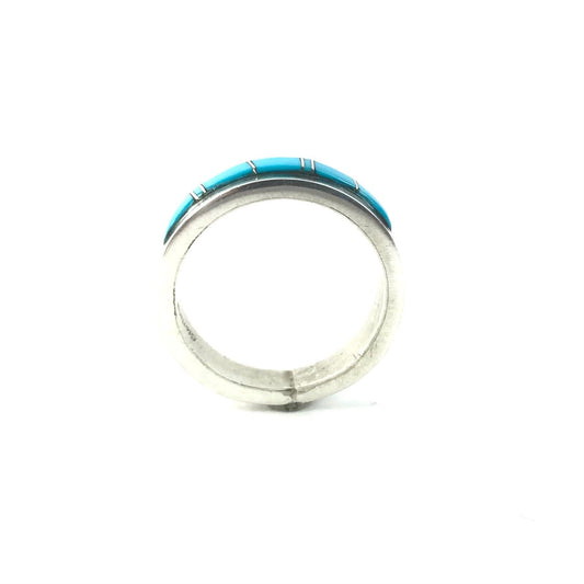 Wilbert Muskett Turquoise Inlay Band Ring-Indian Pueblo Store