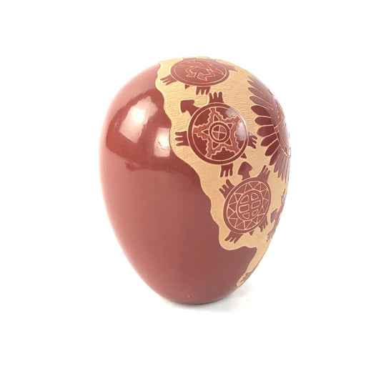 Debra Duwyenie Sgraffito Turtle and Sunface Seed Pot-Indian Pueblo Store