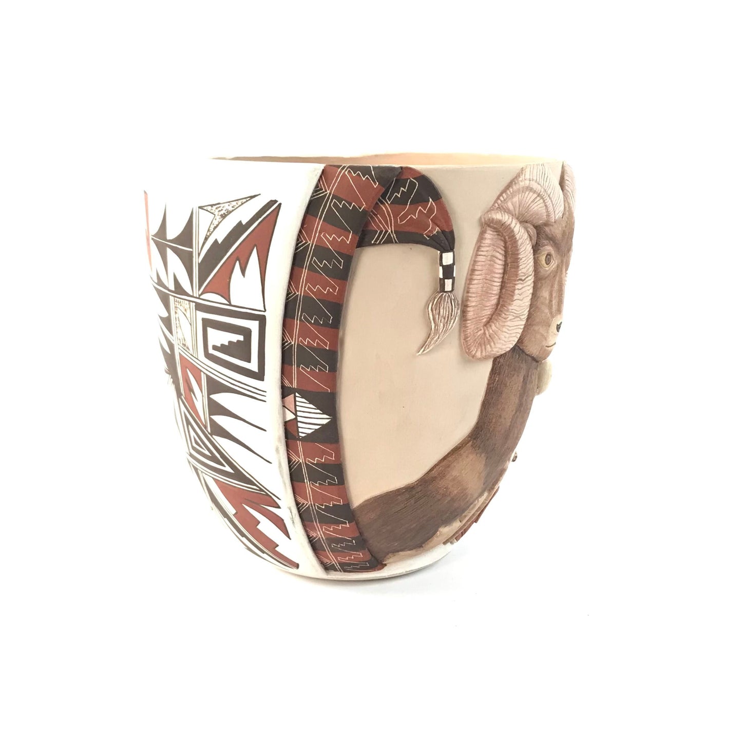 Harrison Jim Hopi Style Carved Ram Bowl