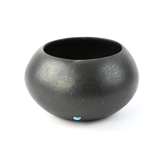 Glenn Gomez Pojoaque Black Micaceous Bowl-Indian Pueblo Store