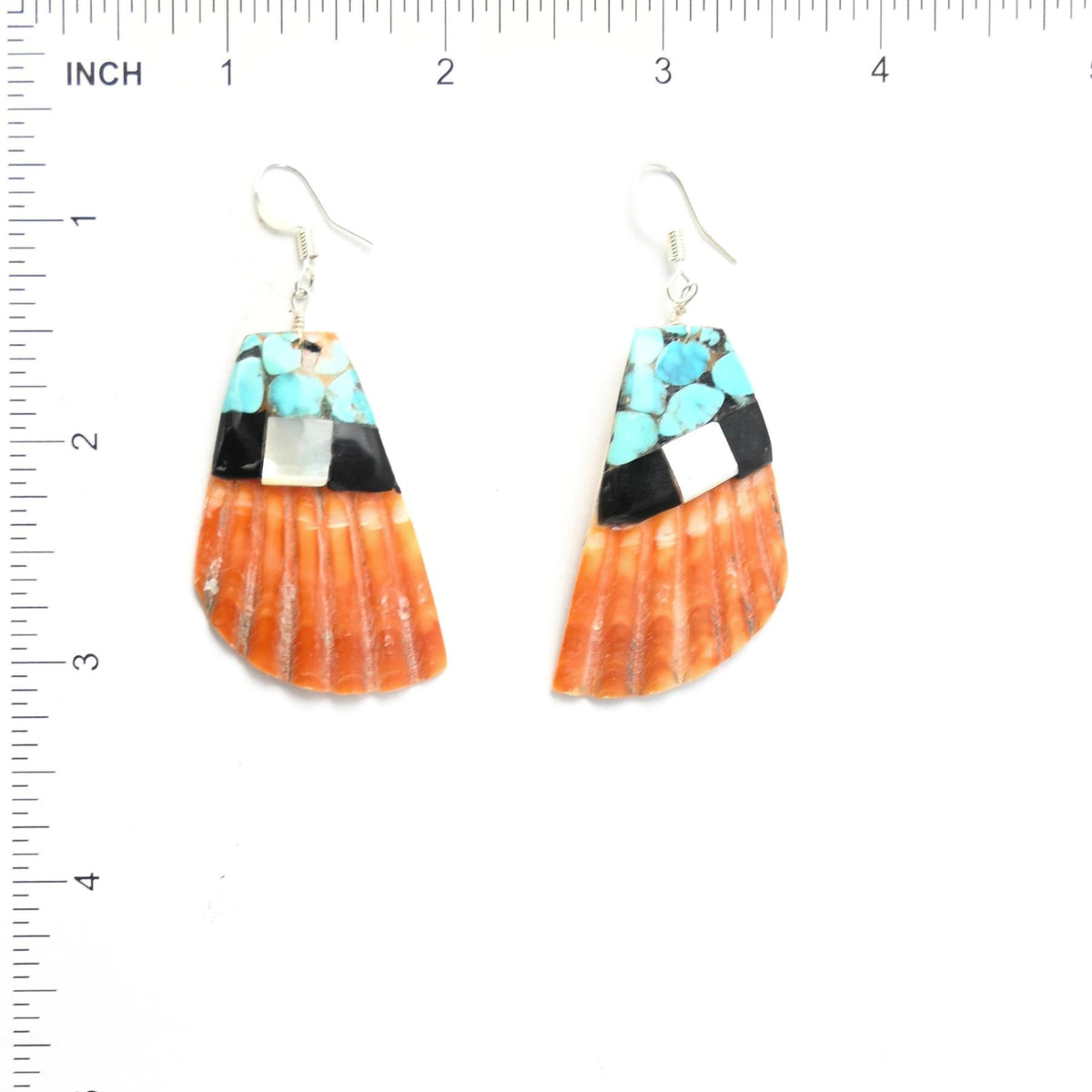 Torevia Crespin Turquoise 2-Strand Mosaic Inlay Shell Pendant Necklace and Earring Set-Indian Pueblo Store