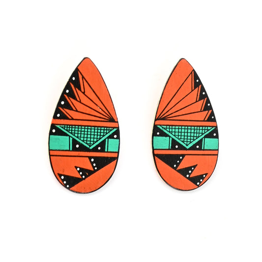 Elvis Torres Hand-painted Wood Post Earrings-Indian Pueblo Store