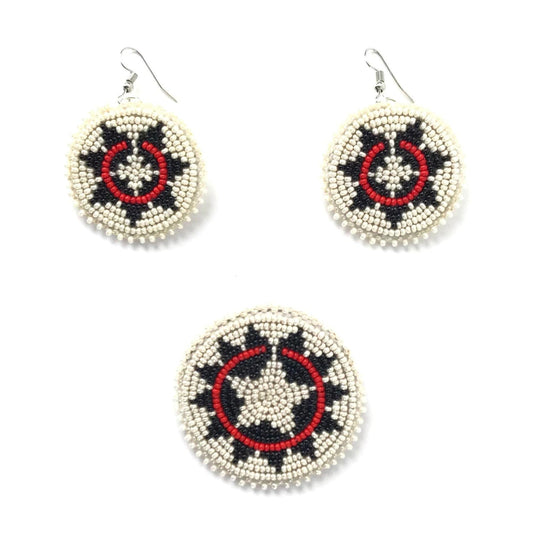 Jeanette Atencio Beaded Wedding Basket Earring and Pin Set-Indian Pueblo Store