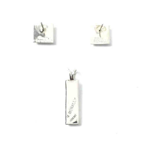 Veronica Benally Pink Mother of Pearl Earring and Pendant Set-Indian Pueblo Store