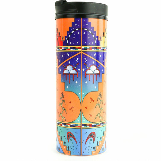 George Toya Orange Pueblo Prayer Travel Mug - Shumakolowa Native Arts