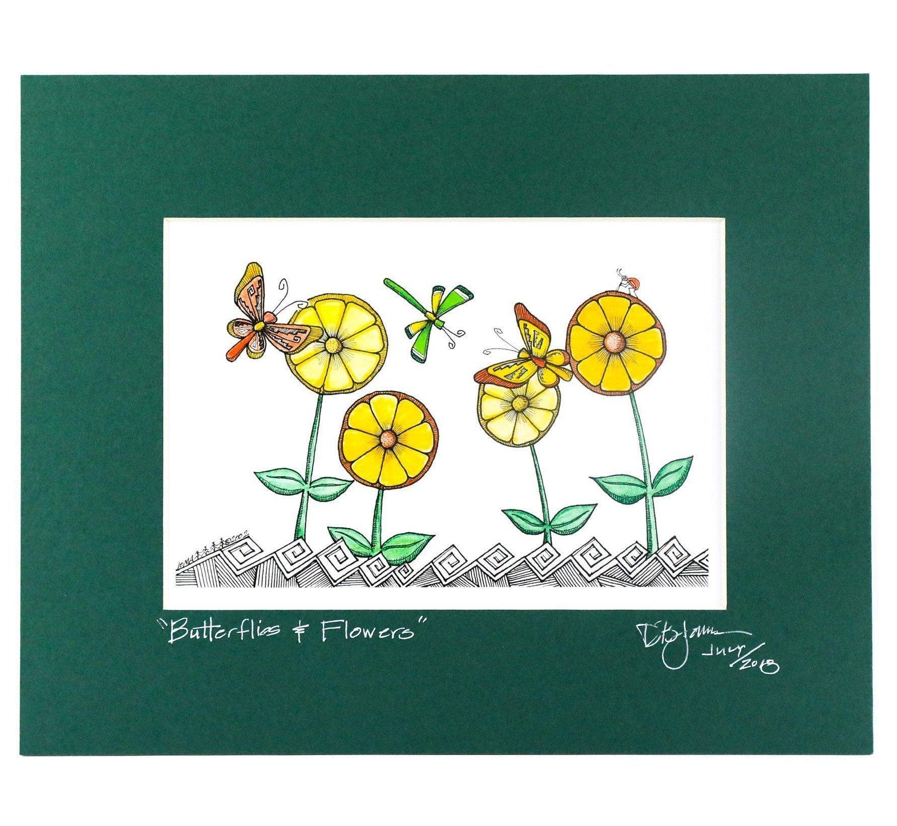 Dalton James Hopi Butterflies and Flowers Print - Shumakolowa Native Arts