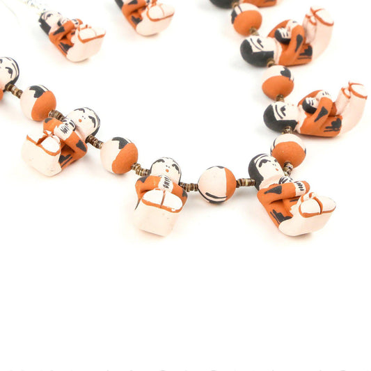 Angelina Bailon Santo Domingo Sitting Storyteller Necklace & Earring Set - Shumakolowa Native Arts