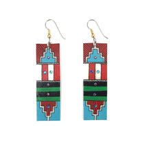 Load image into Gallery viewer, Dominic Arquero Rectangle Rawhide Earrings-Indian Pueblo Store
