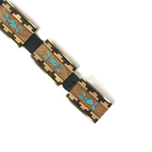 Load image into Gallery viewer, Stanton Lance Brass Wood and Turquoise Inlay Concho Belt-Indian Pueblo Store
