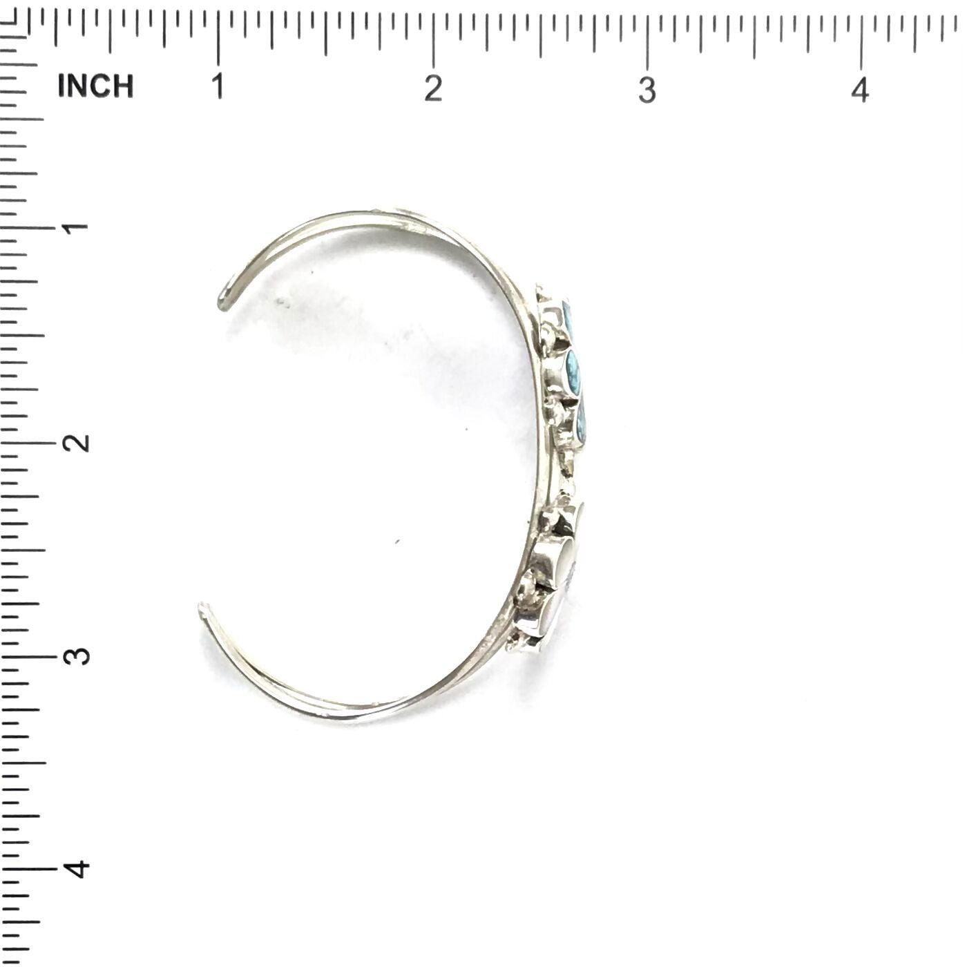 Benina Kallestewa Turquoise and Snail Shell Floral Bracelet-Indian Pueblo Store