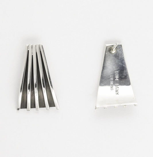 Tom Hawk Sterling Silver Channel Drop Earrings - Shumakolowa Native Arts