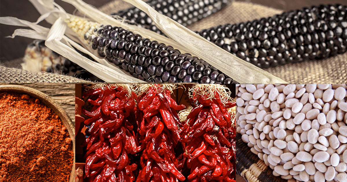 Native American Blue Corn, Red Chile, Beans