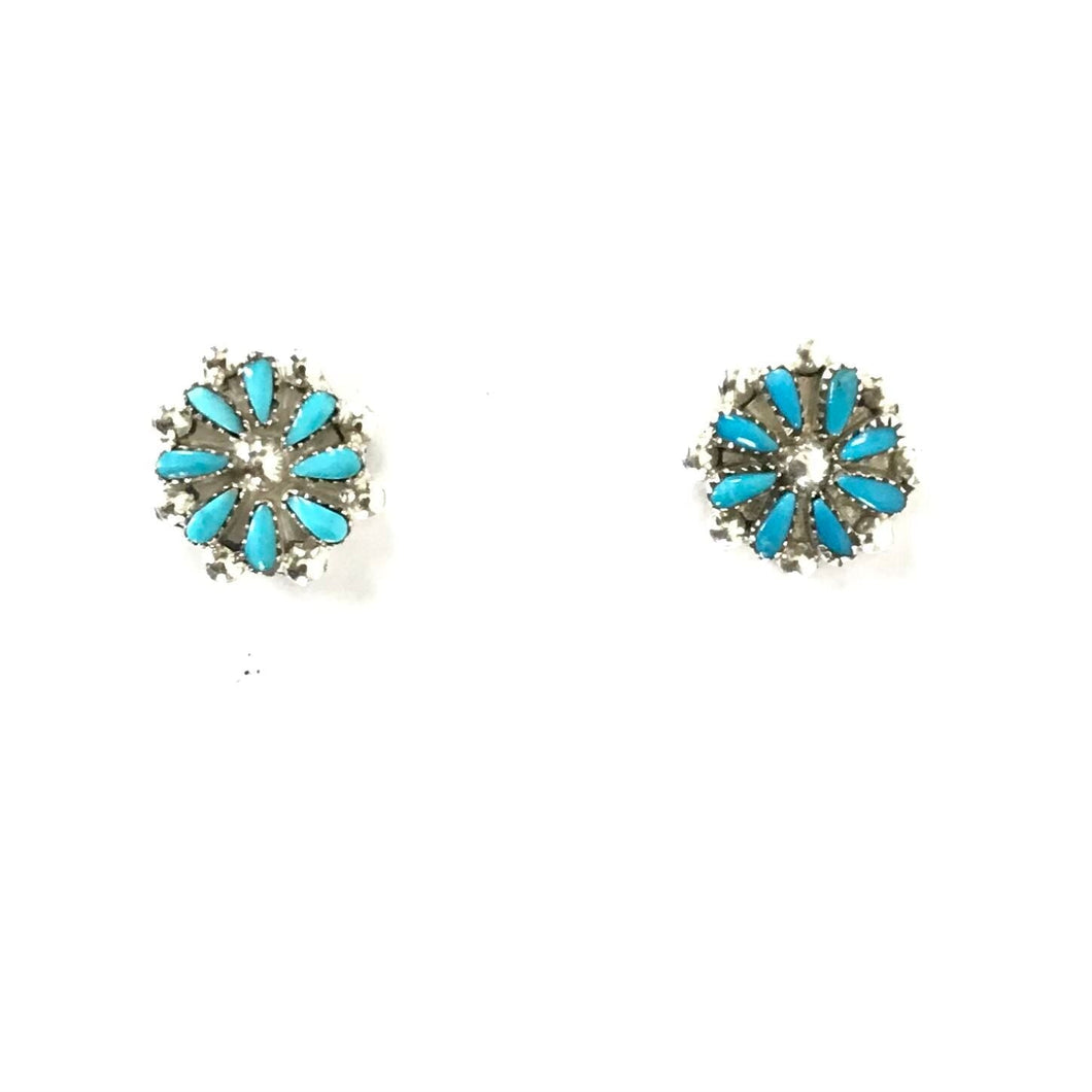 Turquoise Petit Point Cluster Post Earrings-Indian Pueblo Store