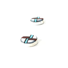 Load image into Gallery viewer, Tyrone Martinez Mother of Pearl Multi-Gemstone Inlay Earring-Indian Pueblo Store

