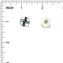 Load image into Gallery viewer, Tyrone Martinez Mother of Pearl Multi-Gemstone Inlay Earring-Indian Pueblo Store
