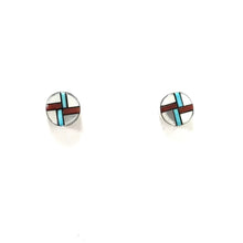 Load image into Gallery viewer, Tyrone Martinez Mother of Pearl Multi-Gemstone Inlay Earring-Indian Pueblo Store
