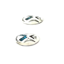 Load image into Gallery viewer, Turquoise and Coral Chip Inlay Button Earrings-Indian Pueblo Store
