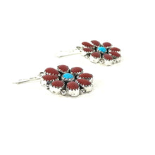 Load image into Gallery viewer, Anna Spencer Coral and Turquosie Cluster Dangle Earrings-Indian Pueblo Store
