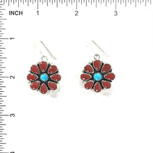Load image into Gallery viewer, Anna Spencer Coral and Turquosie Cluster Dangle Earrings-Indian Pueblo Store
