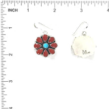 Load image into Gallery viewer, Anna Spencer Coral and Turquosie Cluster Dangle Earrings-Indian Pueblo Store

