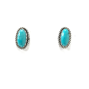 Judith Dixon Turquoise Oval Post Earrings-Indian Pueblo Store