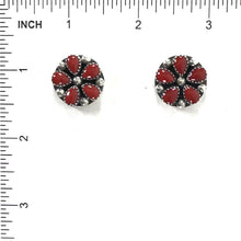 Load image into Gallery viewer, Coral Petit Point Cluster Post Earring-Indian Pueblo Store

