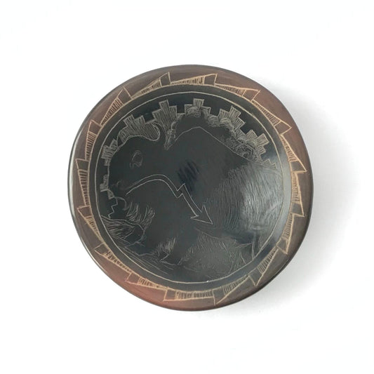 Kevin Naranjo Sgrafitto Mini Buffalo Plate-Indian Pueblo Store