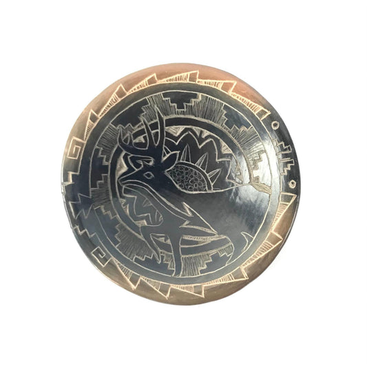 Kevin Naranjo Sgraffito Mini Mule Deer Plate-Indian Pueblo Store
