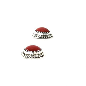 Apple Coral Button Earrings-Indian Pueblo Store