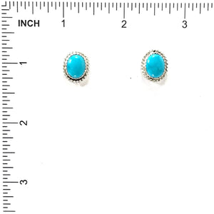 Turquoise Button Earrings-Indian Pueblo Store