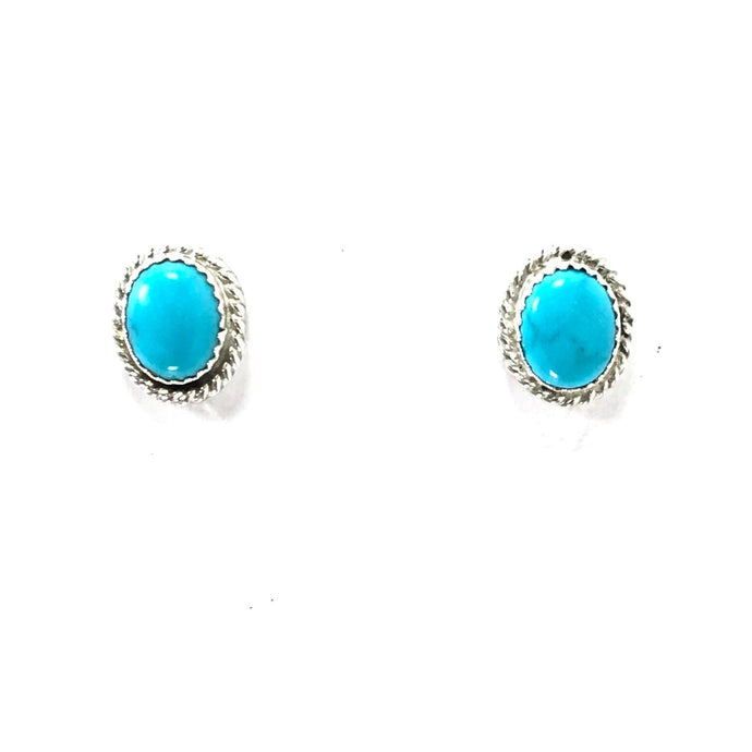 Turquoise Button Earrings-Indian Pueblo Store