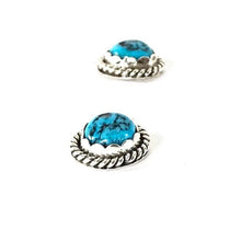 Load image into Gallery viewer, Sterling Silver and Turquoise Button Earrings-Indian Pueblo Store
