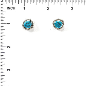 Sterling Silver and Turquoise Button Earrings-Indian Pueblo Store