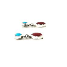 Load image into Gallery viewer, Turquoise and Coral Dangle Post Earring-Indian Pueblo Store
