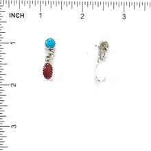 Load image into Gallery viewer, Turquoise and Coral Dangle Post Earring-Indian Pueblo Store
