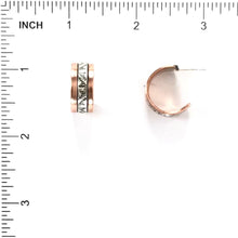 Load image into Gallery viewer, Randy Secatero and Sylvanna Apache Copper and Sterling Silver Stamped Half Hoop Earrings-Indian Pueblo Store

