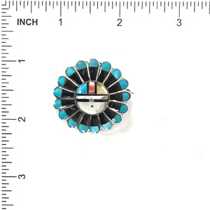 Multi-Gemstone Sunface Pin/Pendant-Indian Pueblo Store
