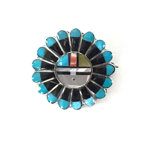 Multi-Gemstone Sunface Pin/Pendant-Indian Pueblo Store