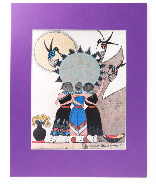 Michelle Tsosie Sisneros "Three Sisters With Hummingbirds" Print-Indian Pueblo Store