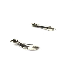 Small Sterling Silver Feather Earrings-Indian Pueblo Store