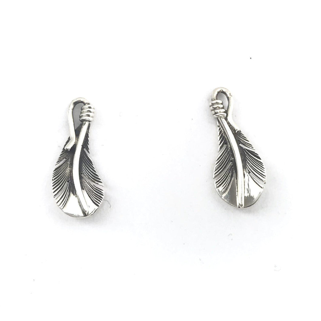 Small Sterling Silver Feather Earrings-Indian Pueblo Store