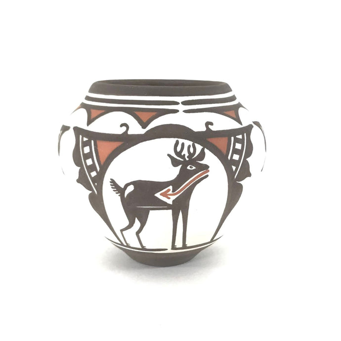 Carlos Laate Small White Deer Olla Jar-Indian Pueblo Store