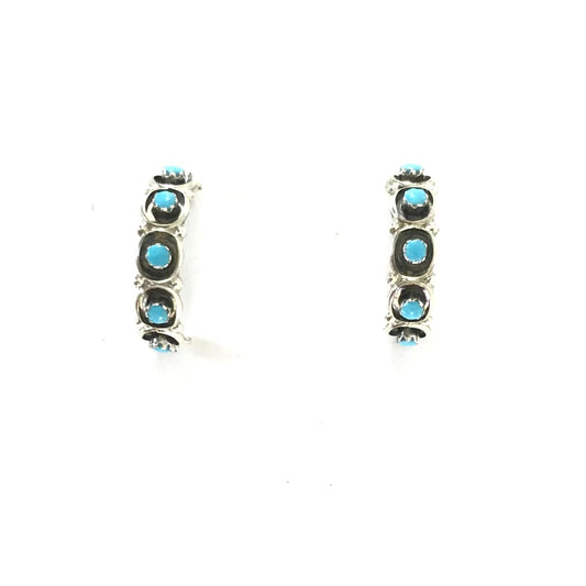 Marlinda Booqua Turquoise Snake Eye Half Hoop Earrings-Indian Pueblo Store