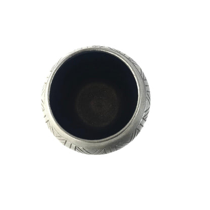 Clarence Cruz Black Etched Micaceous Bean Pot-Indian Pueblo Store