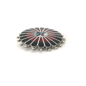 April Ukestine Coral Sunface Pin/Pendant-Indian Pueblo Store
