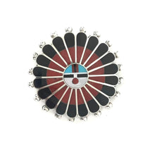 Load image into Gallery viewer, April Ukestine Coral Sunface Pin/Pendant-Indian Pueblo Store
