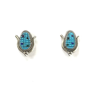 Tracey Bowekaty Turquoise Corn Earrings-Indian Pueblo Store