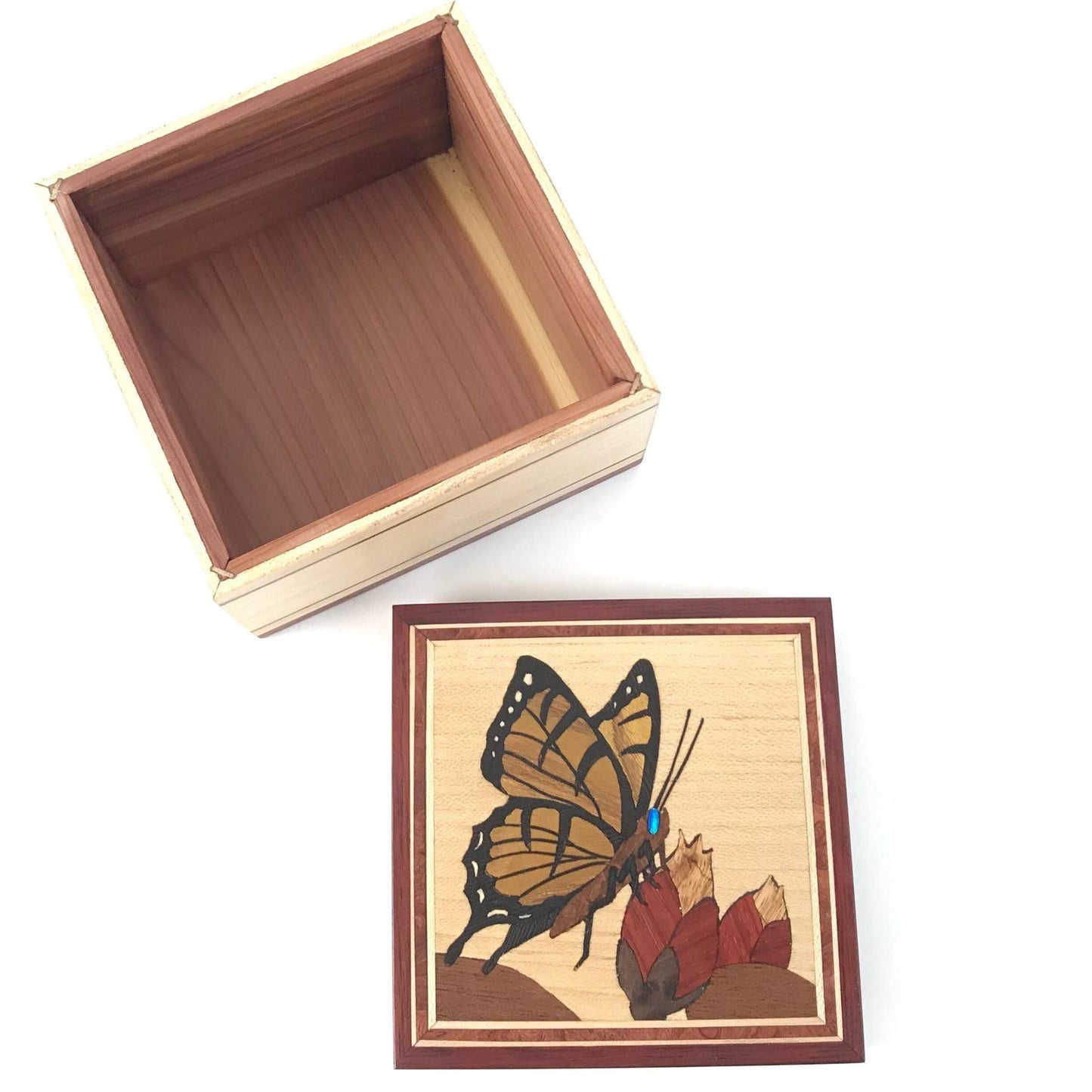 Stanton Lance Wood Inlay Butterfly Box-Indian Pueblo Store
