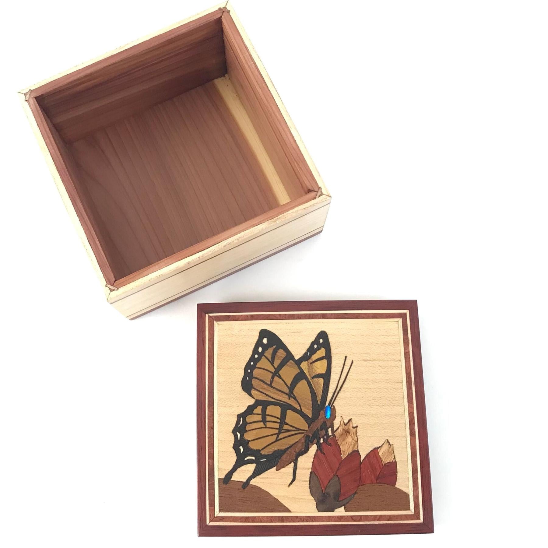 Stanton Lance Wood Inlay Butterfly Box-Indian Pueblo Store